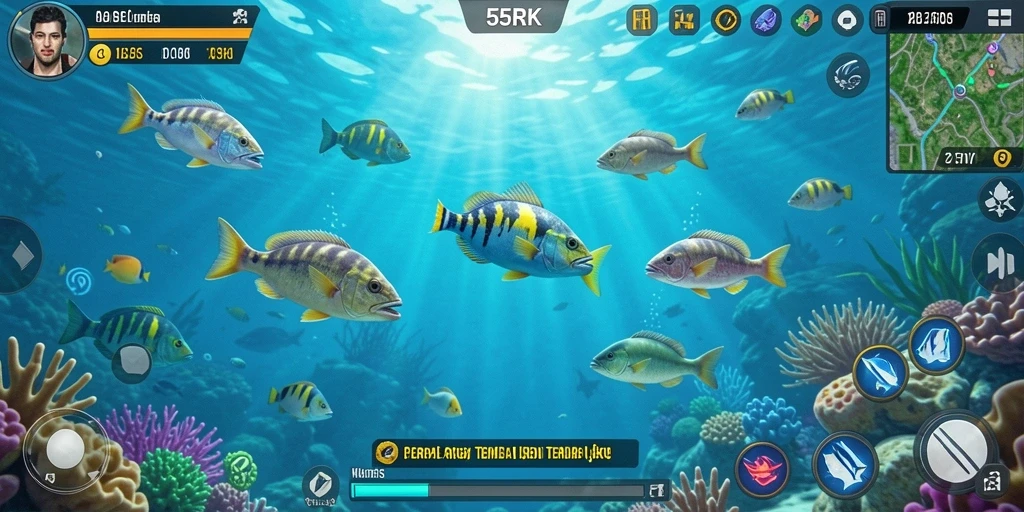 Tampilan gameplay 55RK menampilkan aksi menembak ikan yang seru dan mendebarkan.
