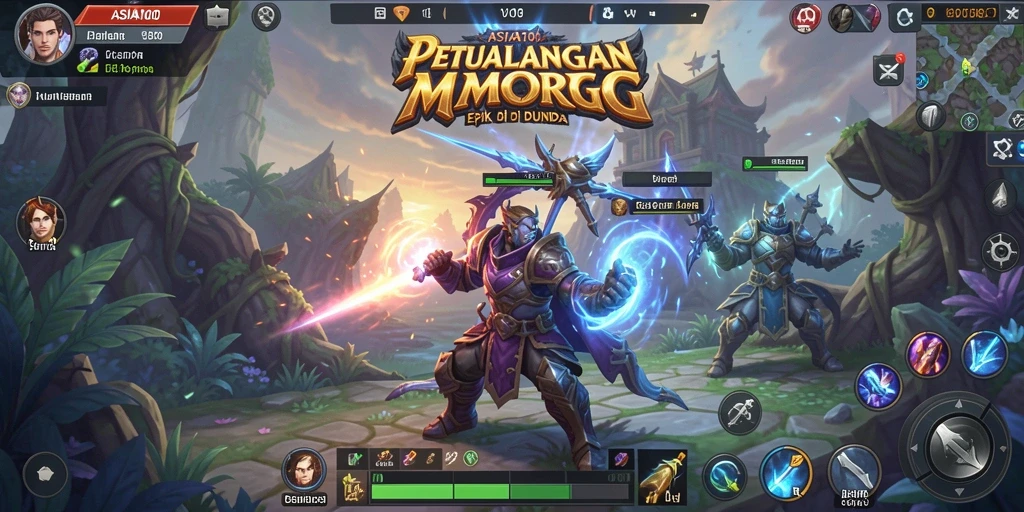 Tampilan gameplay ASIA100 dengan grafik menawan dan pertempuran seru.