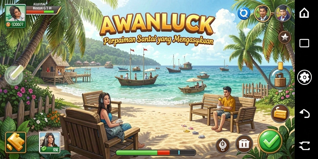 Screenshot gameplay <strong>AWANLUCK</strong> dengan desain ceria dan penuh tantangan.
