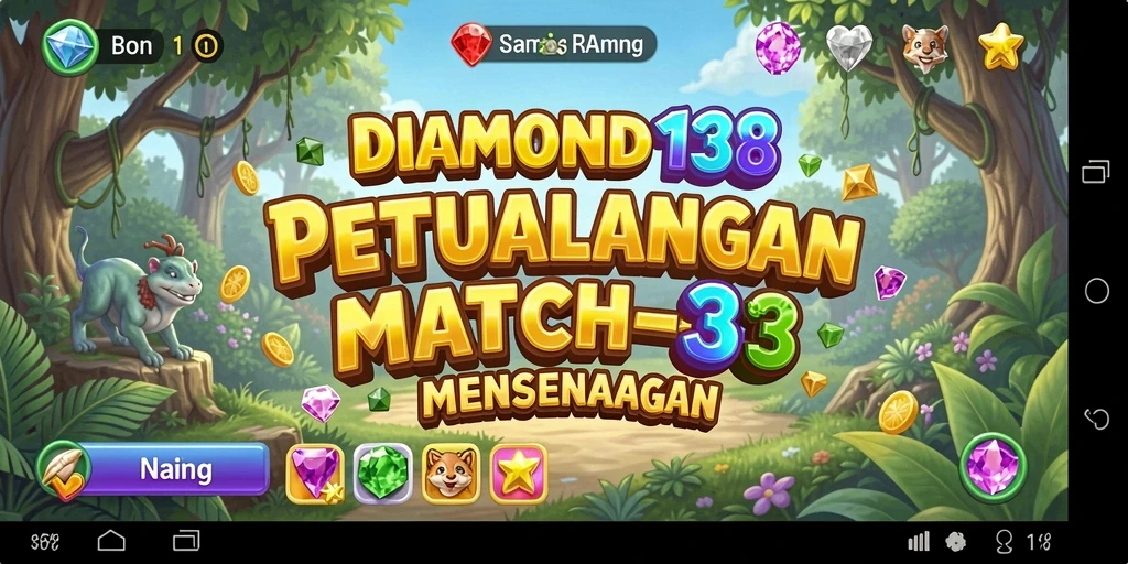 Tampilan gameplay DIAMOND138 dengan aksi mencocokkan permata yang seru.