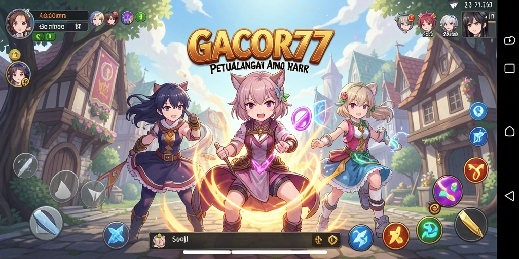 Tampilan gameplay GACOR77 dengan karakter Anime yang dinamis.
