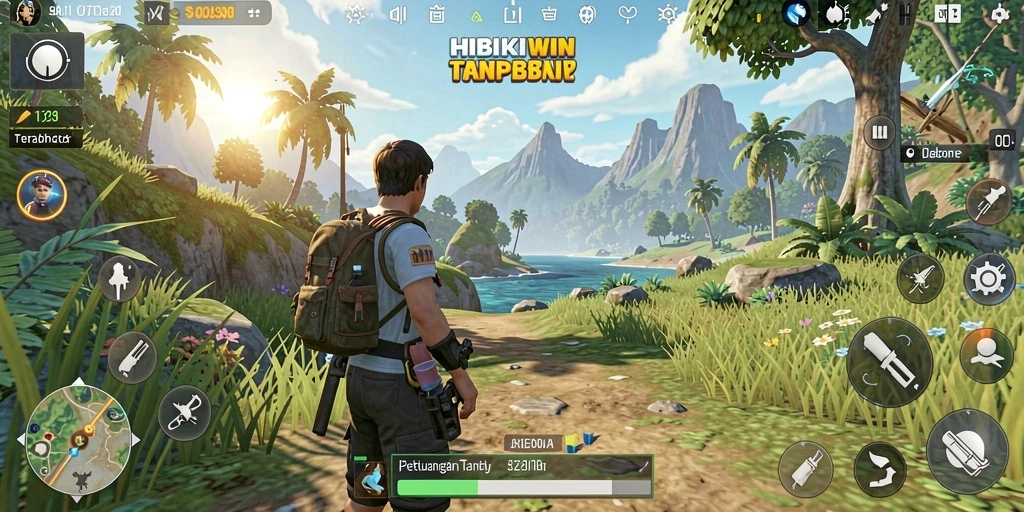 Tampilan gameplay HIBIKIWIN di dunia terbuka yang memukau.