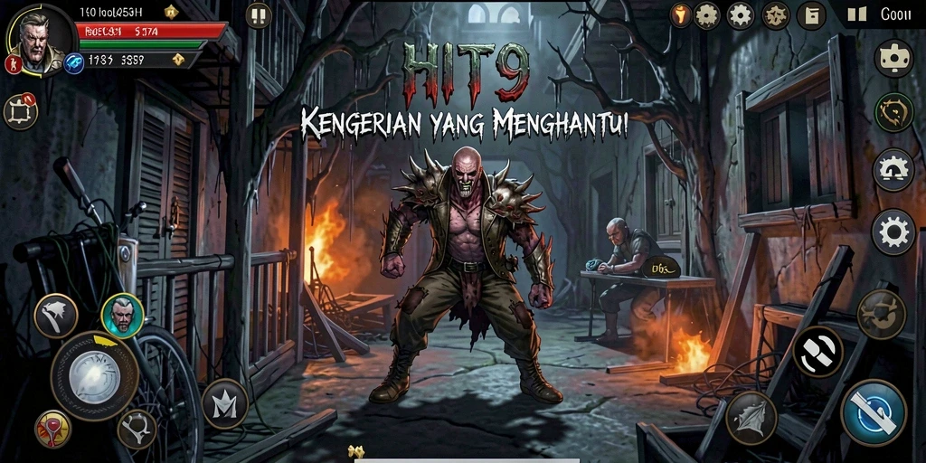 Tangkapan layar gameplay dari HIT9 menunjukkan suasana menyeramkan yang mendebarkan.