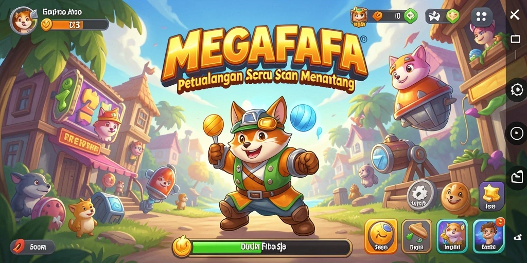 Screenshot dari gameplay <strong>MEGAFAFA</strong> yang seru dan penuh warna.