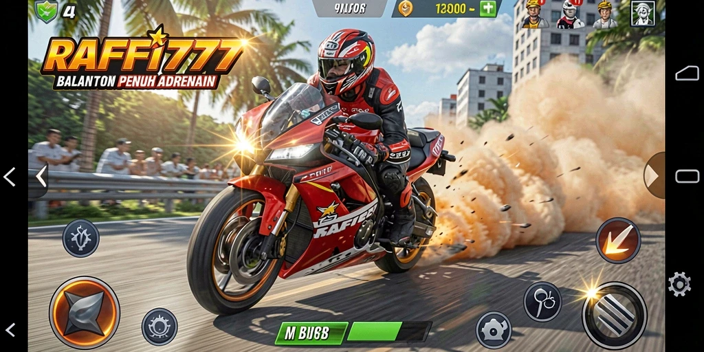 Tampilan menarik dari gameplay balapan motor RAFFI777.
