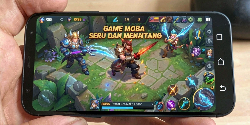 Screenshot RR89 menampilkan aksi seru dalam pertempuran MOBA.